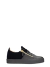 GIUSEPPE ZANOTTI BLACK VELOUR AND LEATHER SNEAKERS,10657857