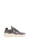 FILLING PIECES LOW CURVE ICEMAN TRIMIX GREY LEATHER AND SUEDE SNEAKERS,10657989