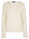 Theory Adrianna Cashmere V-neck Sweater In Avorio
