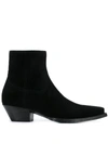 Saint Laurent Black Suede Lukas Zip Boots In Black