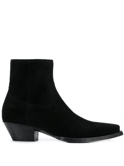 Saint Laurent Black Suede Lukas Zip Boots