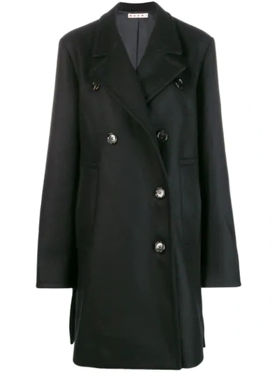 Marni Double Breasted Coat In Black