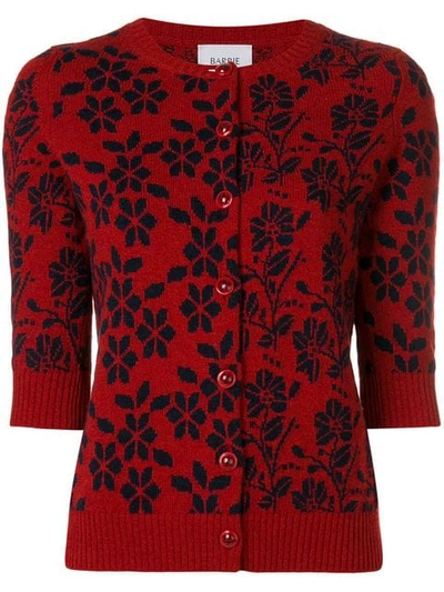 Barrie New Delft Cashmere Cardigan In Red