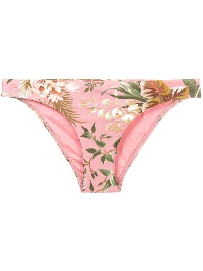Zimmermann Floral Print Bikini Bottom In Pink Floral