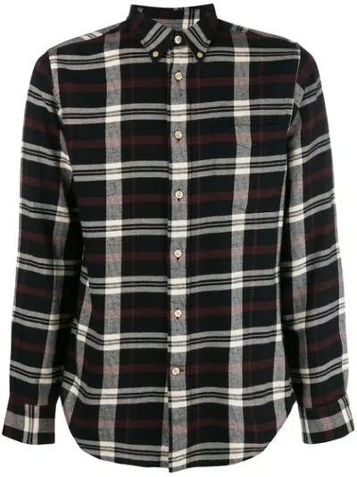 Bellerose Flloyd Button-down Collar Checked Cotton-flannel Shirt - Black