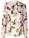 DOLCE & GABBANA DOLCE & GABBANA ROSE PRINT CHIFFON BLOUSE - PINK