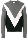 AMI ALEXANDRE MATTIUSSI TRICOLOR CREW NECK SWEATER WITH CONTRASTED BANDS