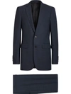 BURBERRY BURBERRY MODERN FIT CHECK WOOL THREE-PIECE SUIT - BLUE