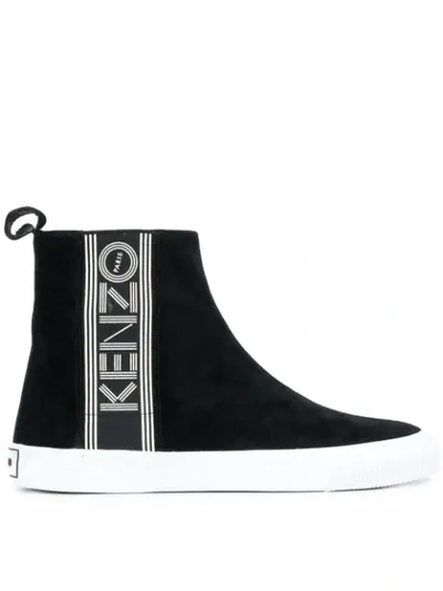 Kenzo Logo Print Hi-top Sneakers In Black