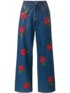 ASHISH ROSE EMBROIDERED SEQUIN JEANS