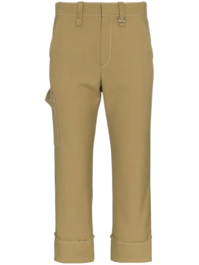 Chloé Capri Cropped Trousers With Contrasting Stitch In Green