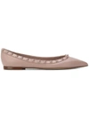 Valentino Garavani Rockstud Smooth Calf Leather Ballet Flats In Neutrals