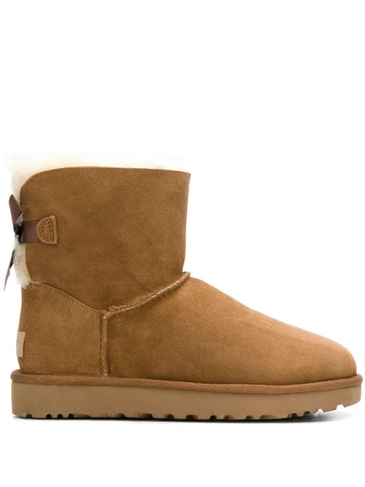 Ugg Brown Wool Bailey Ankle Boots In Beige