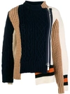 SACAI multi-panel cable-knit sweater