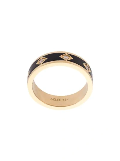 Azlee Night Sky 18k Gold Diamond And Enamel Ring