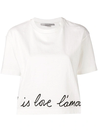 Stella Mccartney All Is Love Embroidered Cotton Blend T Shirt In White