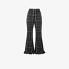 A.W.A.K.E. A.W.A.K.E. CHECKED RUFFLE HEM TROUSERS,PSS17P0711834056