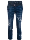 DSQUARED2 DISTRESSED CROPPED SKINNY JEANS