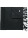 Saint Laurent Logo Patch Fine Knit Scarf In Black