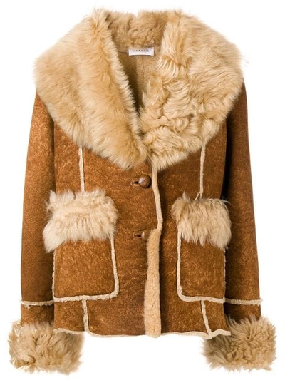 P.a.r.o.s.h Shearling Trim Jacket In Brown