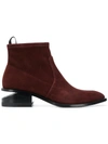 Alexander Wang Kori Stacked Heel Suede Booties In Brick Red