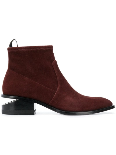 Alexander Wang Kori Stacked Heel Suede Booties In Brick Red ModeSens