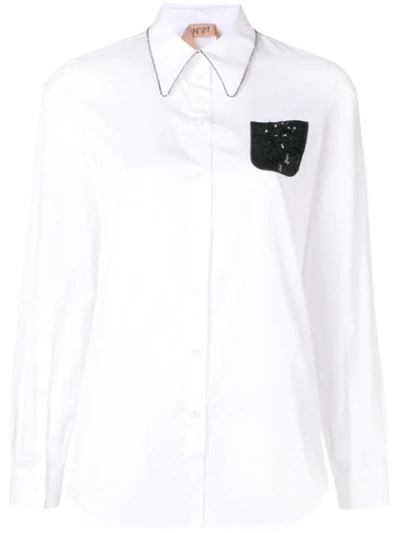 N°21 Nº21 Crystal & Sequin Embellished Shirt - White