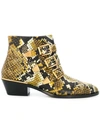 Chloé Yellow And Black Susanna 30 Python Print Leather Boots In Black