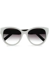 MARC JACOBS WOMAN CAT-EYE TWO-TONE ACETATE AND SILVER-TONE SUNGLASSES WHITE,GB 4230358016234004