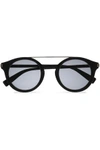 MARC JACOBS WOMAN ROUND-FRAME ACETATE AND SILVER-TONE SUNGLASSES BLACK,GB 4230358016231186