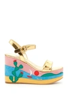 PRADA PRADA CACTUS WEDGE SANDALS