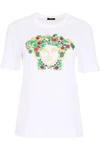 VERSACE VERSACE EMBROIDERED FLORAL MEDUSA T