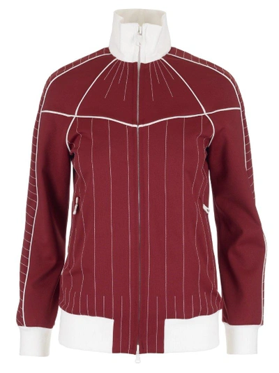 Valentino High-neck Zip-through Jersey Track Top In Red