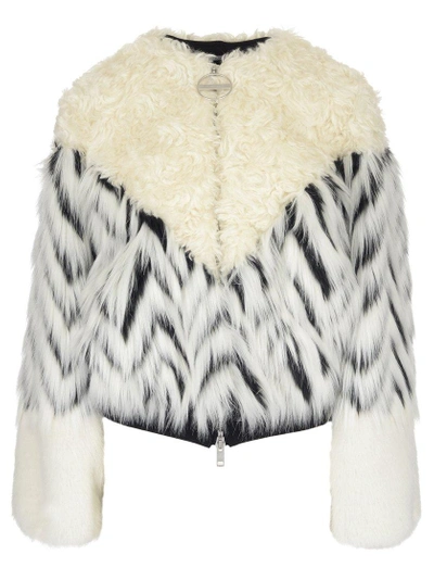 Givenchy Mohair Oversized Zip-front Faux-fur Bomber Coat In White