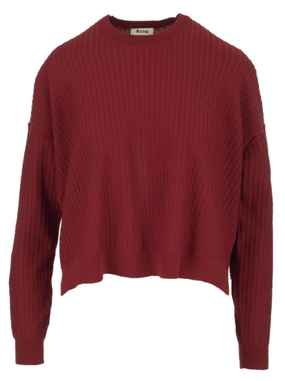 Acne Studios Issy Rib Jumper In Red