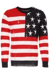 BALMAIN BALMAIN DISTRESSED USA FLAG KNIT jumper