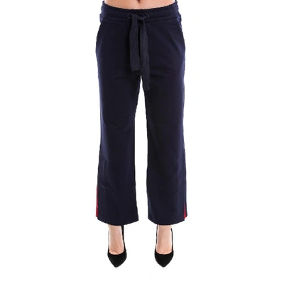 Moncler Flared Cropped Track Pants In Navy