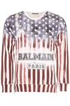 BALMAIN BALMAIN USA FLAG LOGO PRINT SWEATER