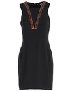 VERSACE VERSACE COLLECTION EMBELLISHED NECK FITTED DRESS