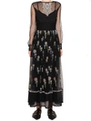 RED VALENTINO RED VALENTINO EMBROIDERED LONG SLEEVED SHEER DRESS