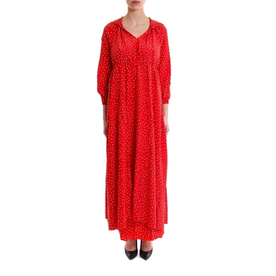 Vetements Hooded Printed Silk Crepe De Chine Maxi Dress In Red