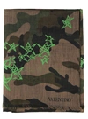 VALENTINO VALENTINO STAR PRINT CAMOUFLAGE SCARF