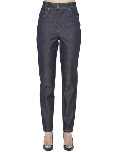 Versace High-waisted Slim-fit Jeans In Blue