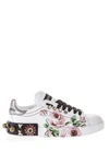 DOLCE & GABBANA DOLCE & GABBANA ROSE PRINTED LEATHER SNEAKERS