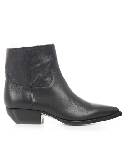 Saint Laurent Pointed Leather Ankle Boots In Black