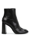 TOD'S TOD'S SQUARE HEEL LEATHER ANKLE BOOTS