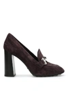 TOD'S TOD'S DOUBLE T SUEDE CHUNKY HEEL PUMPS