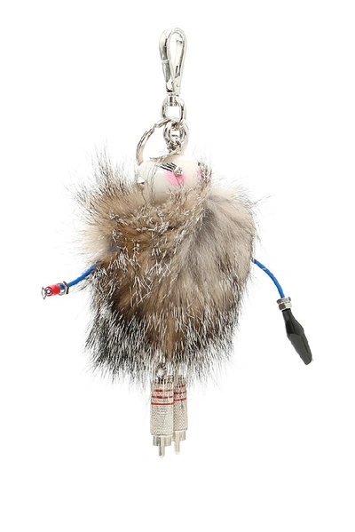 Prada Millie Fur Keychain  In F0018 Tan