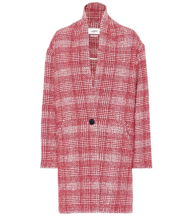Isabel Marant Étoile Ebrie Checked Wool-blend Coat In Red