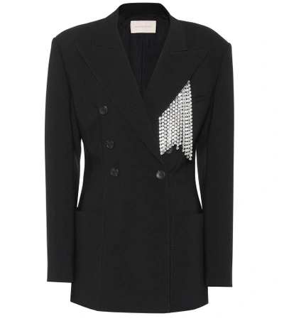 Christopher Kane Crystal-fringe Double-breasted Blazer In Black